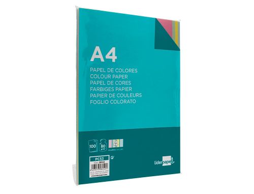 Papel de cor liderpapel din a4 80 gr embalagem de 100 folhas 4 cores x 25 folhas , Liderpapel , 28242 , 8423473282421